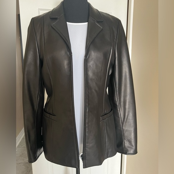 DANIER Black Leather Blazer Size S - Picture 1 of 9
